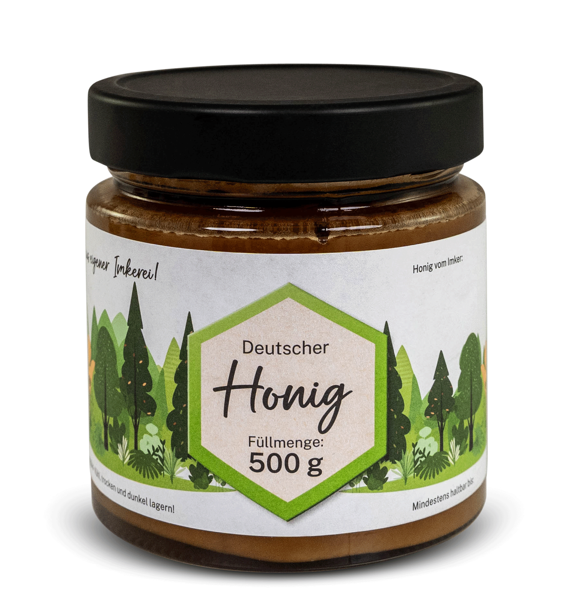 Honigglas-Etikett "Baumlandschaft"