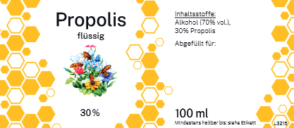 Etikett Propolis flüssig "Wabe"