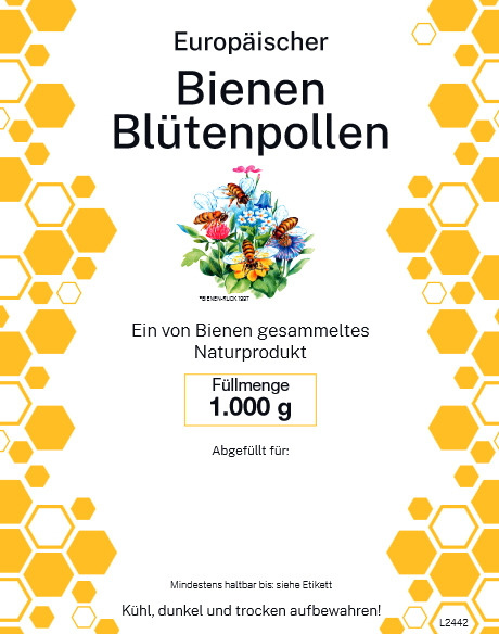 Etikett Europäischer Blütenpollen "Wabe"