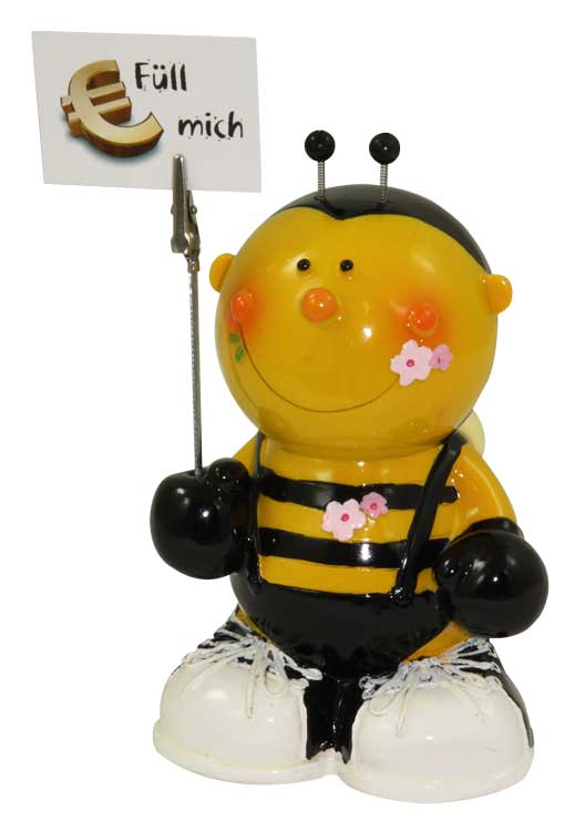 Sparbüchse "Biene mit Notizhalter"