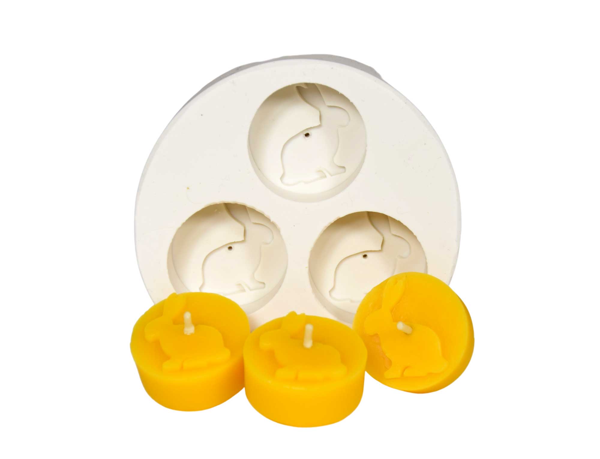 Gießform 3er Teelicht Hase