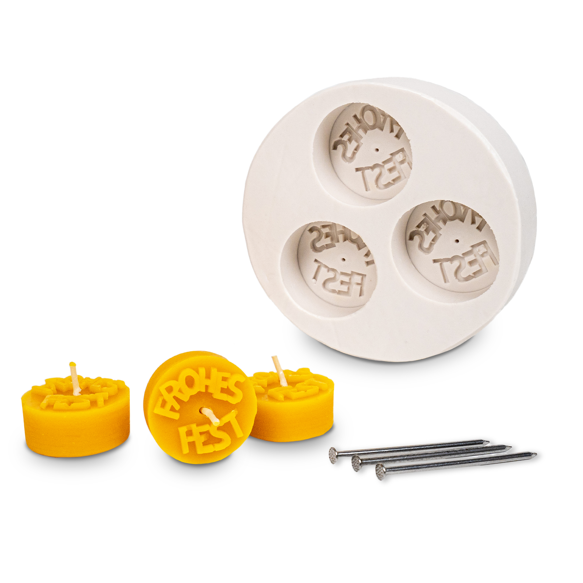 Gießform 3er Teelicht Frohes Fest