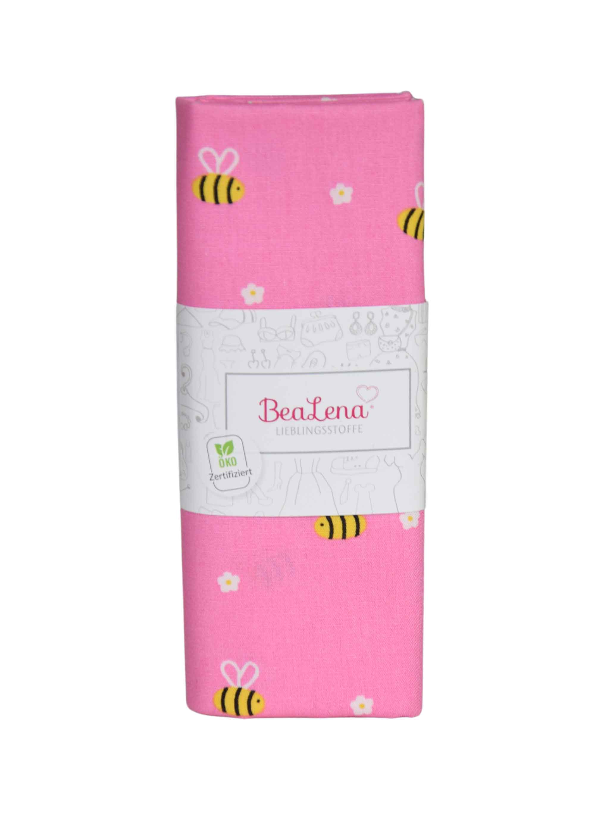 Stoff mit Bienenmotiv rosa
