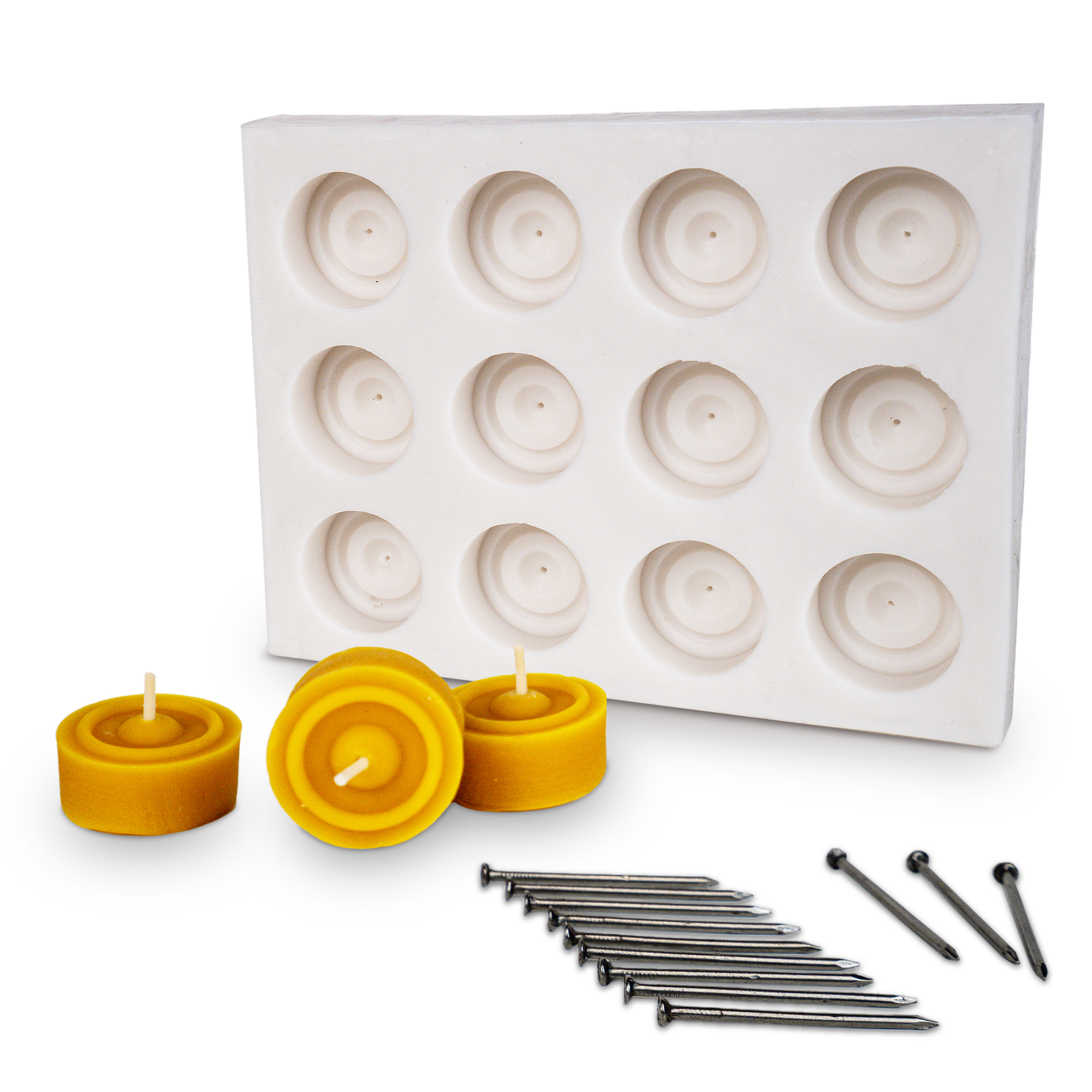 Gießform "Teelichter 12-er mit Rand"