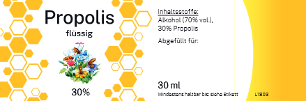 Etikett Propolis flüssig "Wabe"