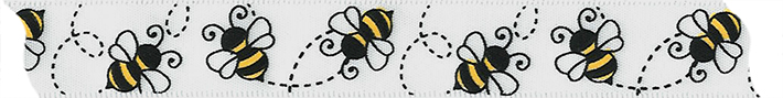 Geschenkband weiß mit Bienenmotiv