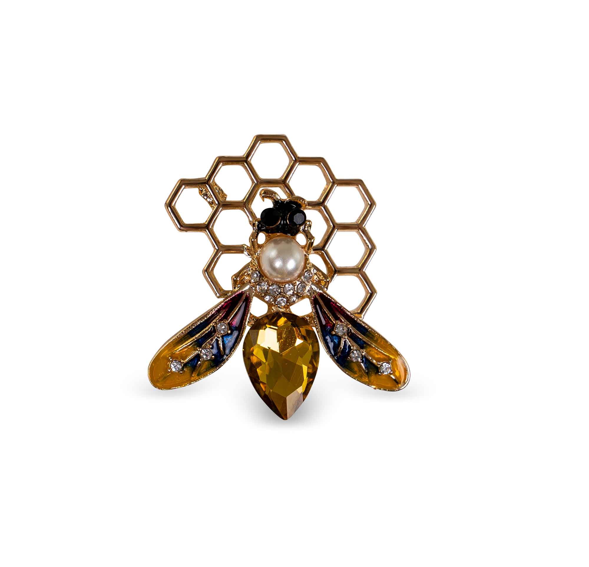 Bienenbrosche "Königin auf Waben"