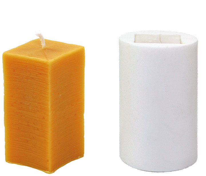 Gießform Strukturkerze, rauh, 4-eckig