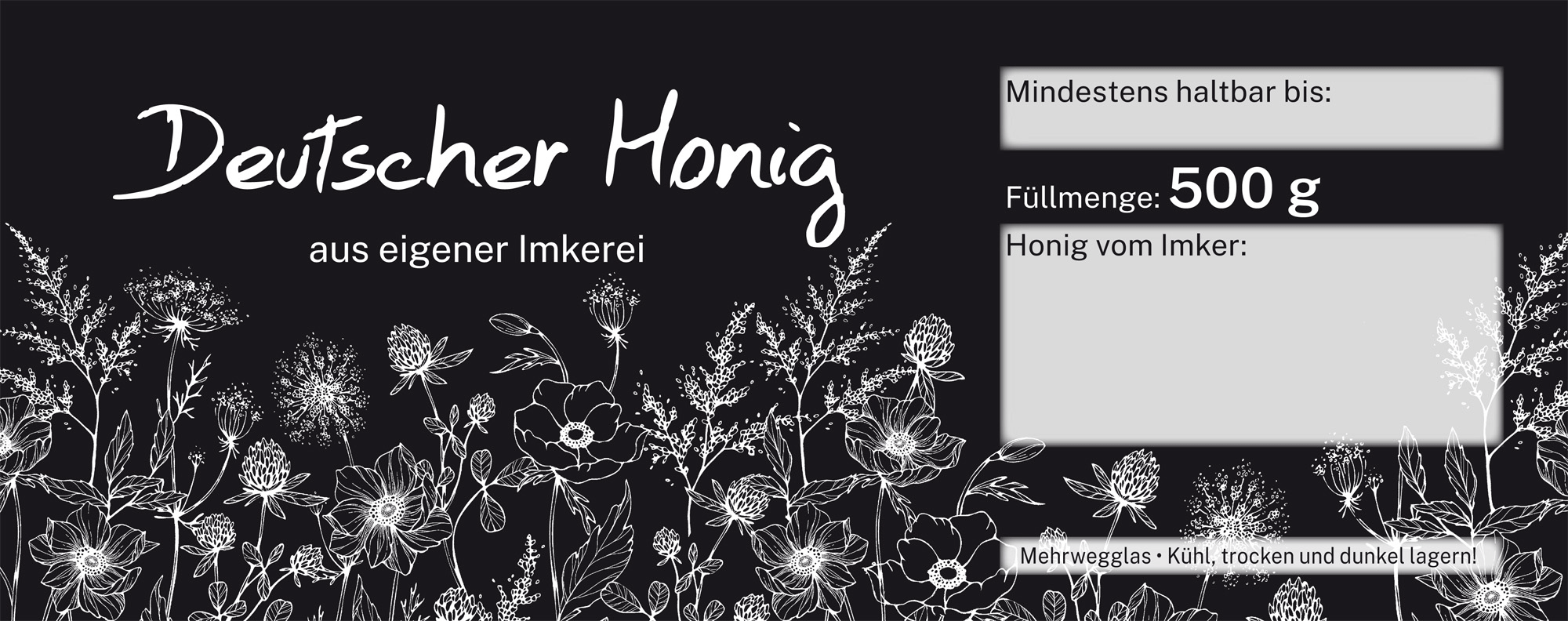 Honigglas-Etikett "schwarz/weiß"
