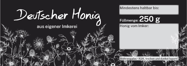 Honigglas-Etikett "schwarz/weiß"