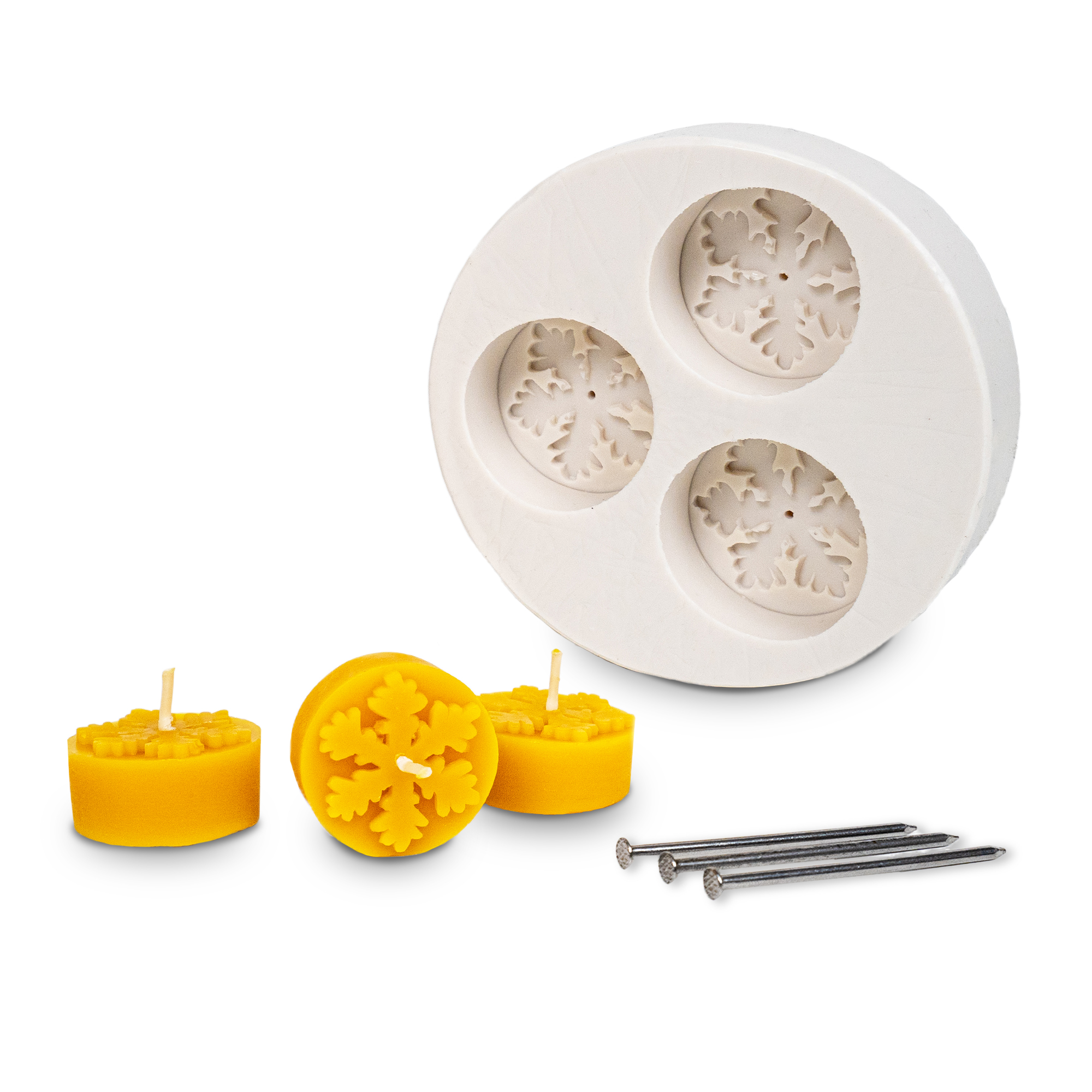 Gießform 3er Teelicht Schneeflocke