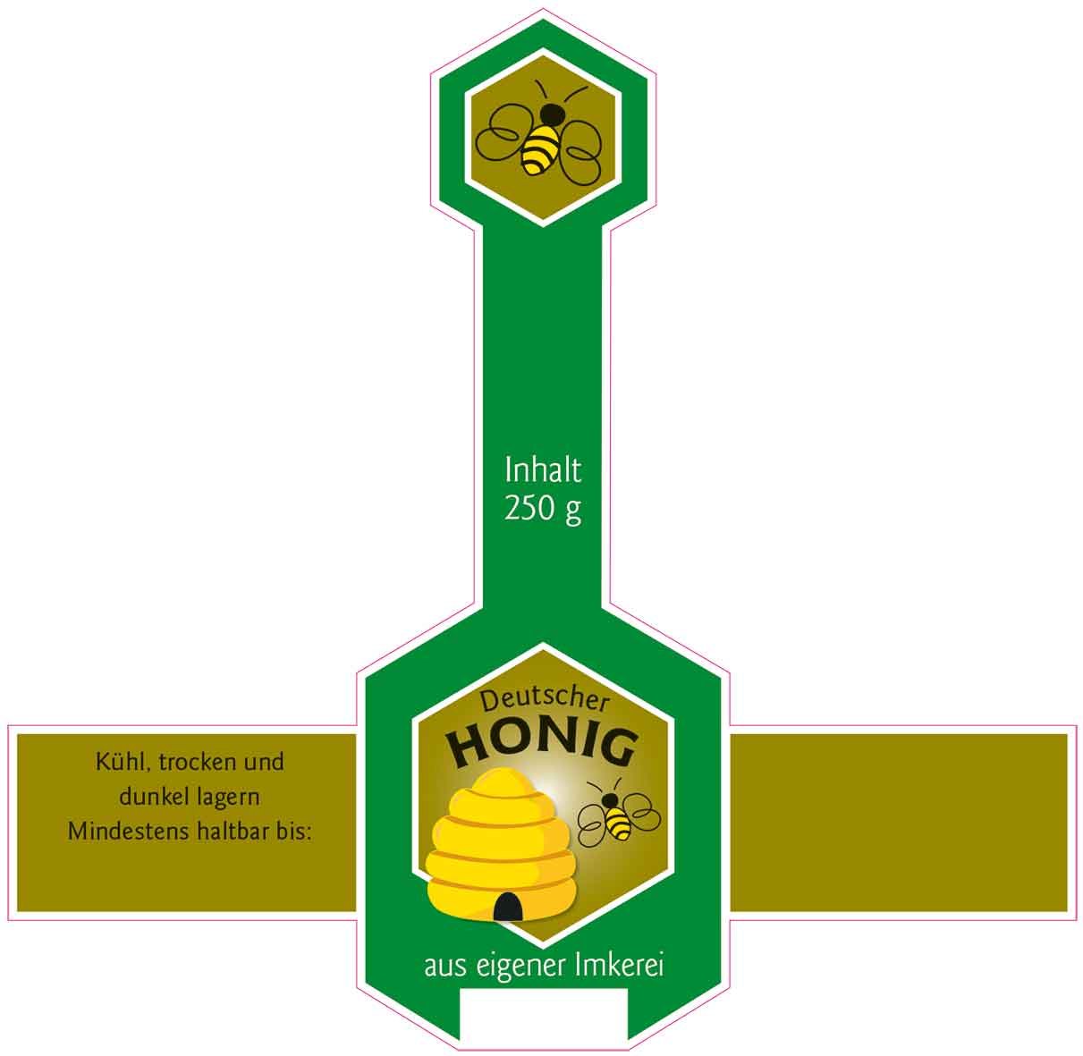 Honigglas Etikett mit Deckellasche