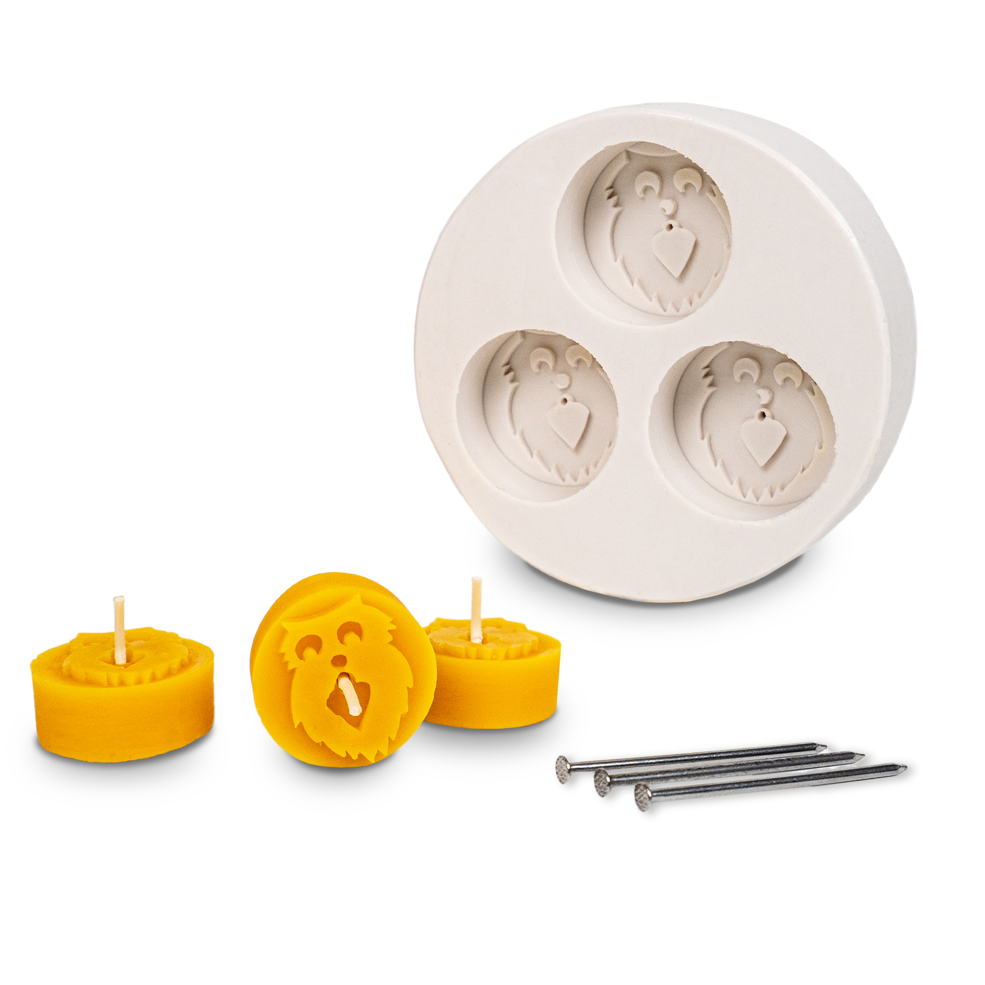 Gießform 3er Teelicht Eule