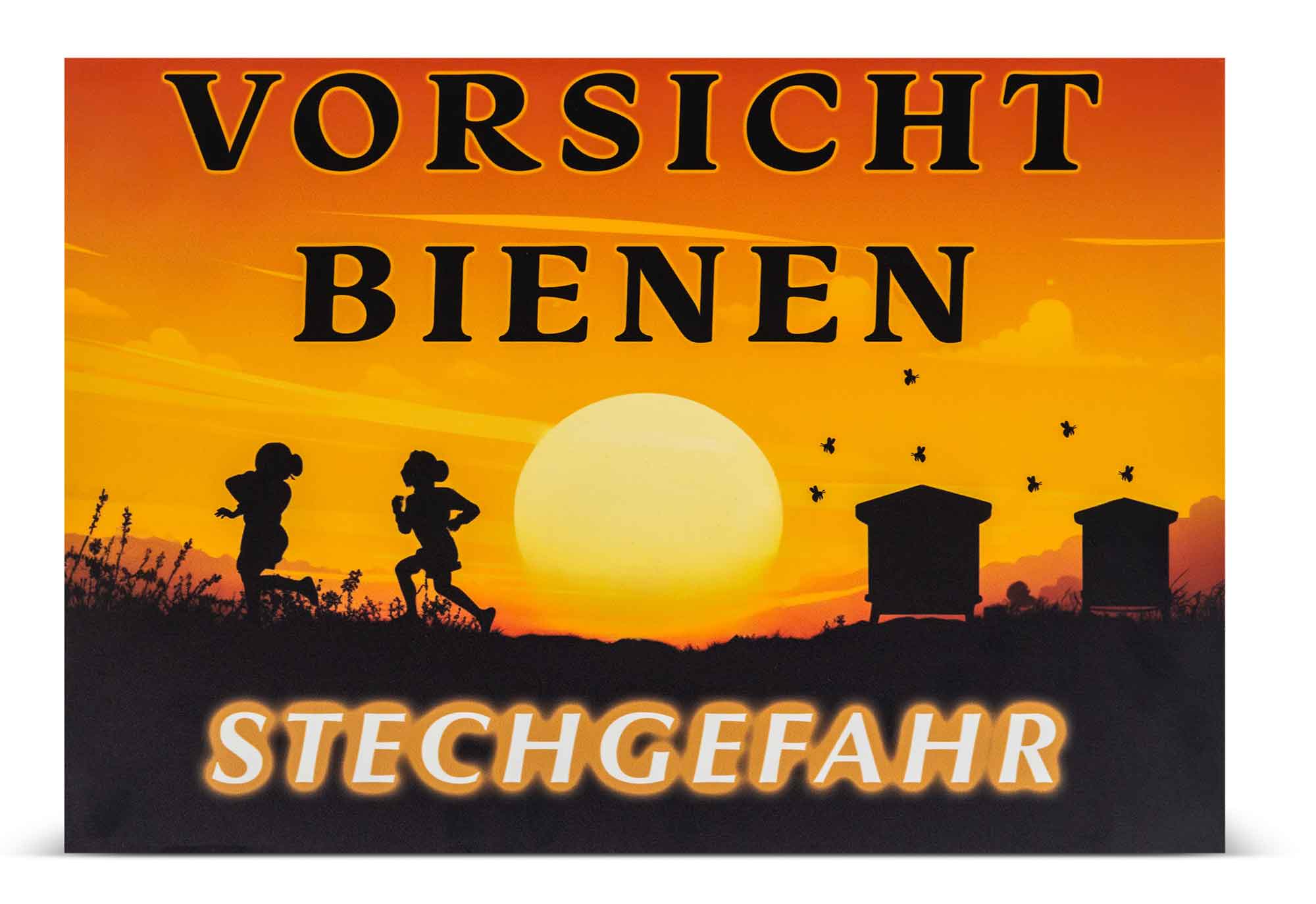 Warnschild "Vorsicht Bienen" orange