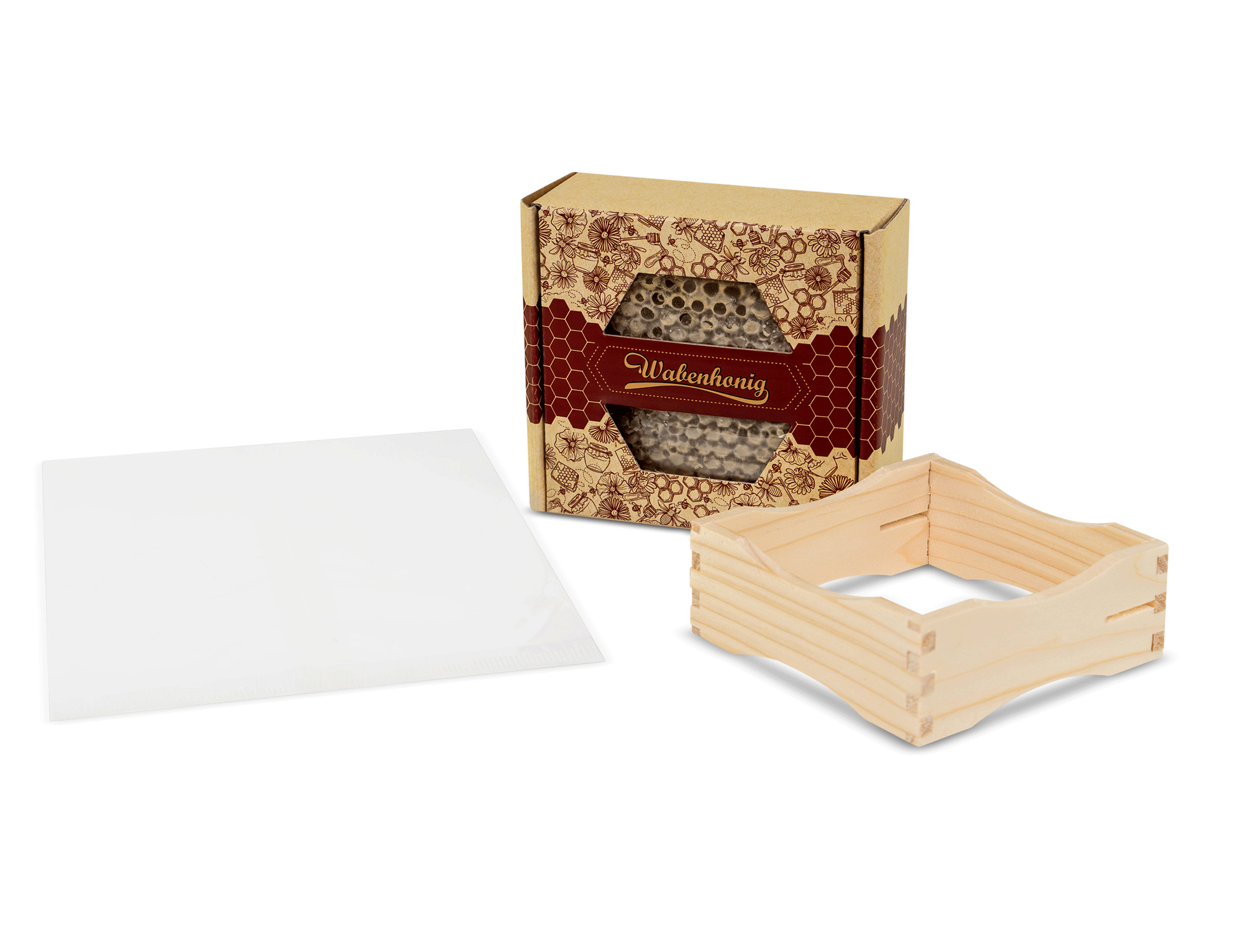 Wabenrähmchen SET rot/beige