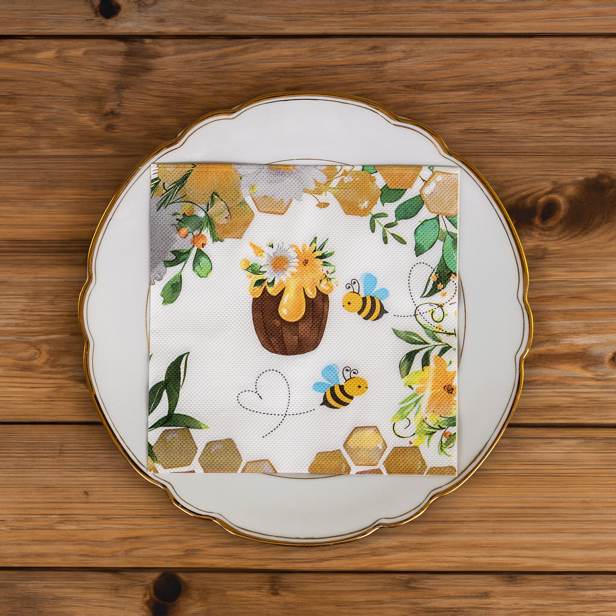 Servietten "Bienen mit Honigtopf"