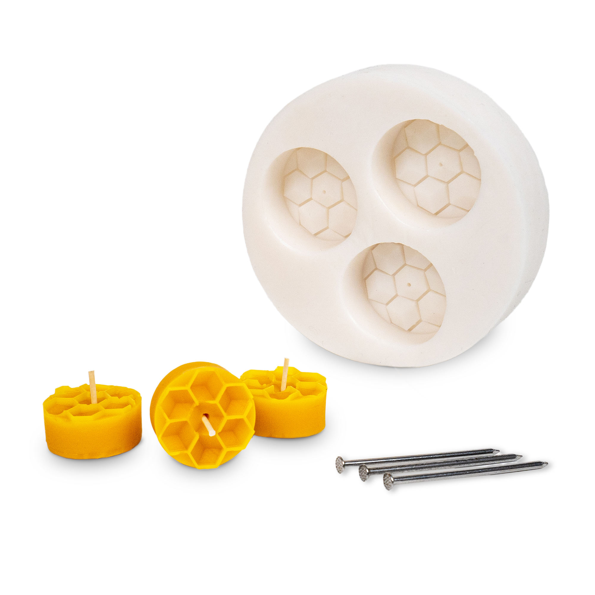 Gießform 3er Teelicht Waben groß