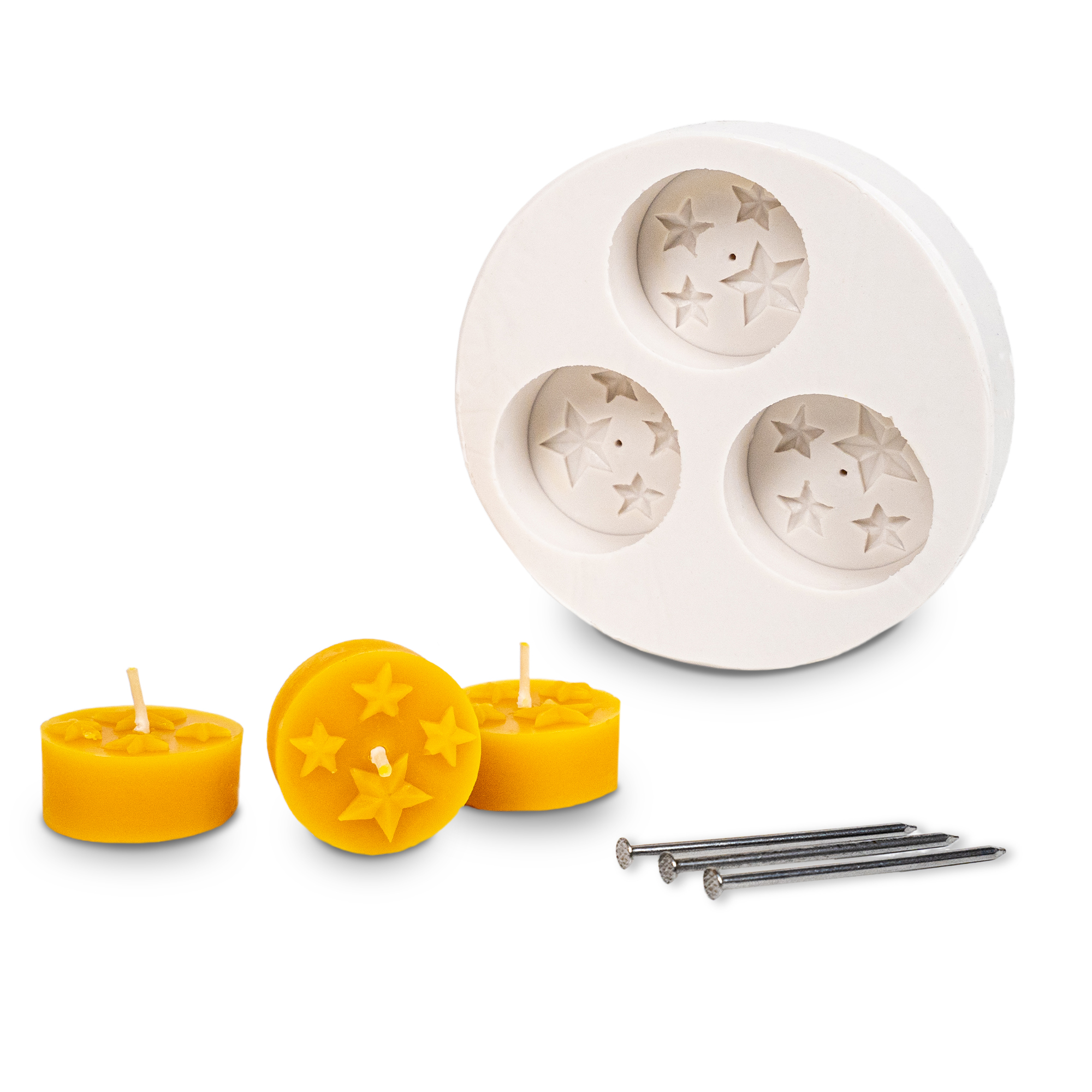 Gießform 3er Teelicht 4 Sterne