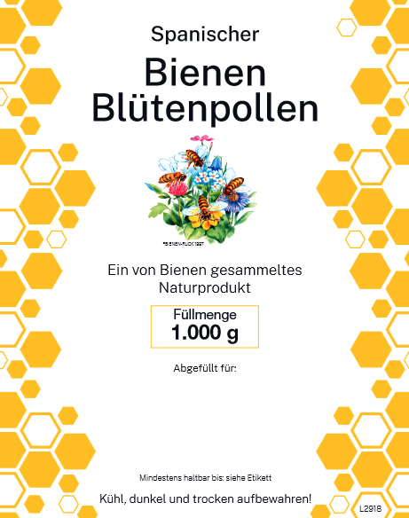 Etikett Spanischer Blütenpollen "Wabe"