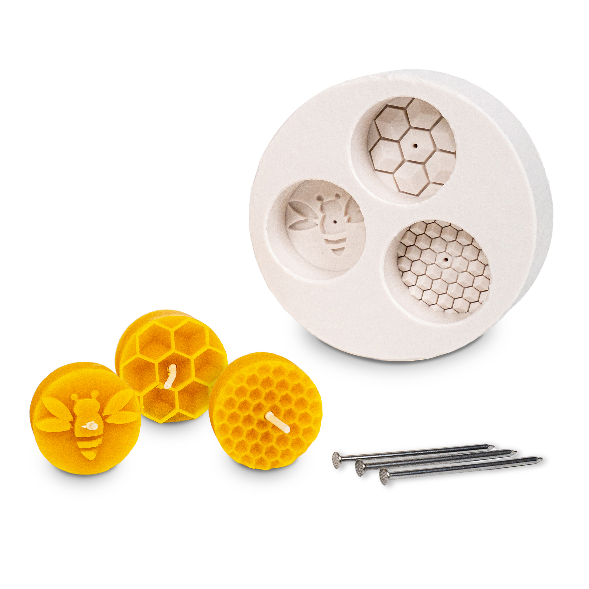 Gießform 3er Teelicht Bienenmotive